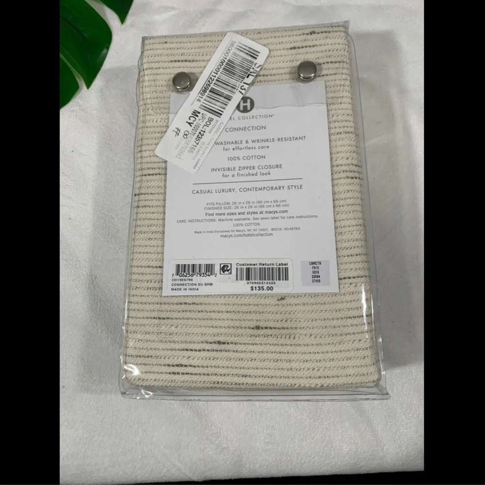 NIB $135 Hotel Collection Connections‎ European Euro Pillow Sham